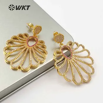 

WT-ME056 Wholesale New Arrival Beautiful Cubic Zircon Drop Earrings Jewelry Elegant Pave Gold OrBlack Gun Earring with Sparkly
