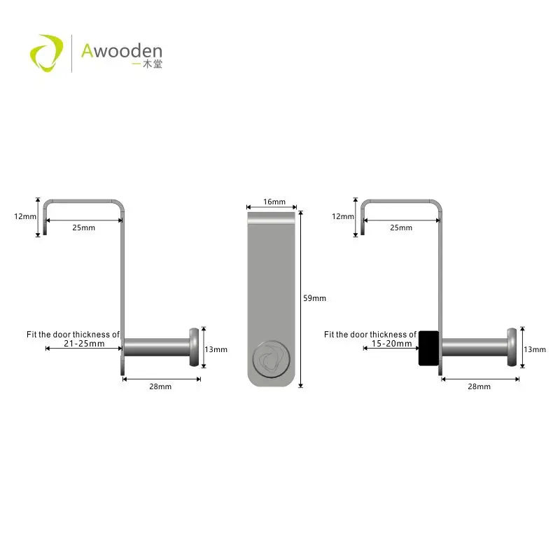 Awooden одиночный над дверью шкафа крючок из нержавеющей стали S крюк современный подвижный для Одежда для собак кухонное полотенце-2 или 4 упаковки