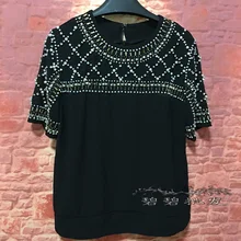 Tumblr Camisetas Топы корректирующие аристократичная высокая-конец пользовательские загружен Для женщин эксклюзивная тяжелых DINGZHU круглый Средства ухода за кожей Шеи рукавами