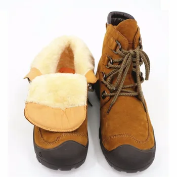 

Men Outdoor Cow Leather Eu38-49 Winter Snow Boots Climbing Camping -30C Fleece Warm Anti-wear Non-slip Male Female Hiking Shoes