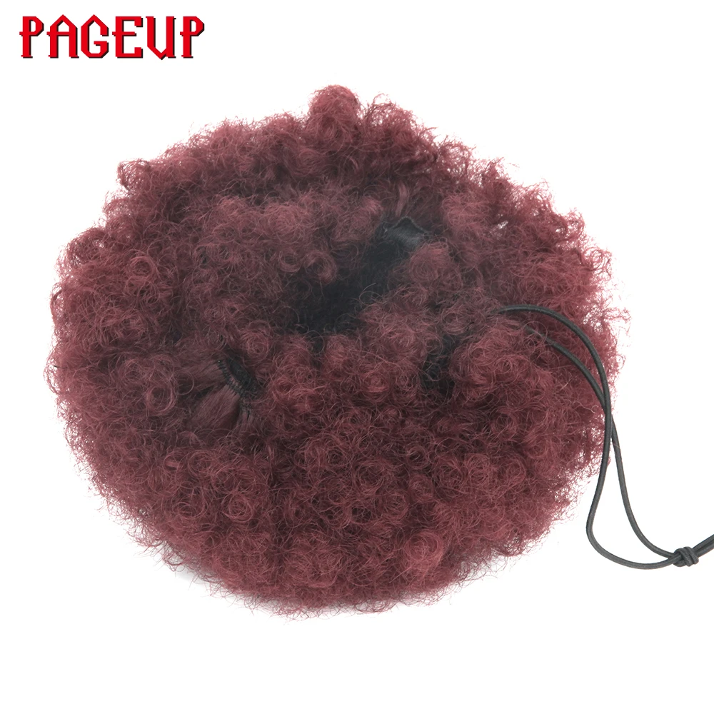 Pageup Synthetic Curly Hair Ponytail African American Short Afro Kinky Curly Wrap Drawstring Brown Puff Ponytail chignons Pageup Synthetic Curly Hair Ponytail African American Short Afro Kinky Curly Wrap Drawstring Brown Puff Ponytail chignons