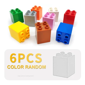 

6pcs Big size Building Blocks 2x2 dots high Bricks Compatible with Duplo baseplate Original Square accessory child DIY Toys set