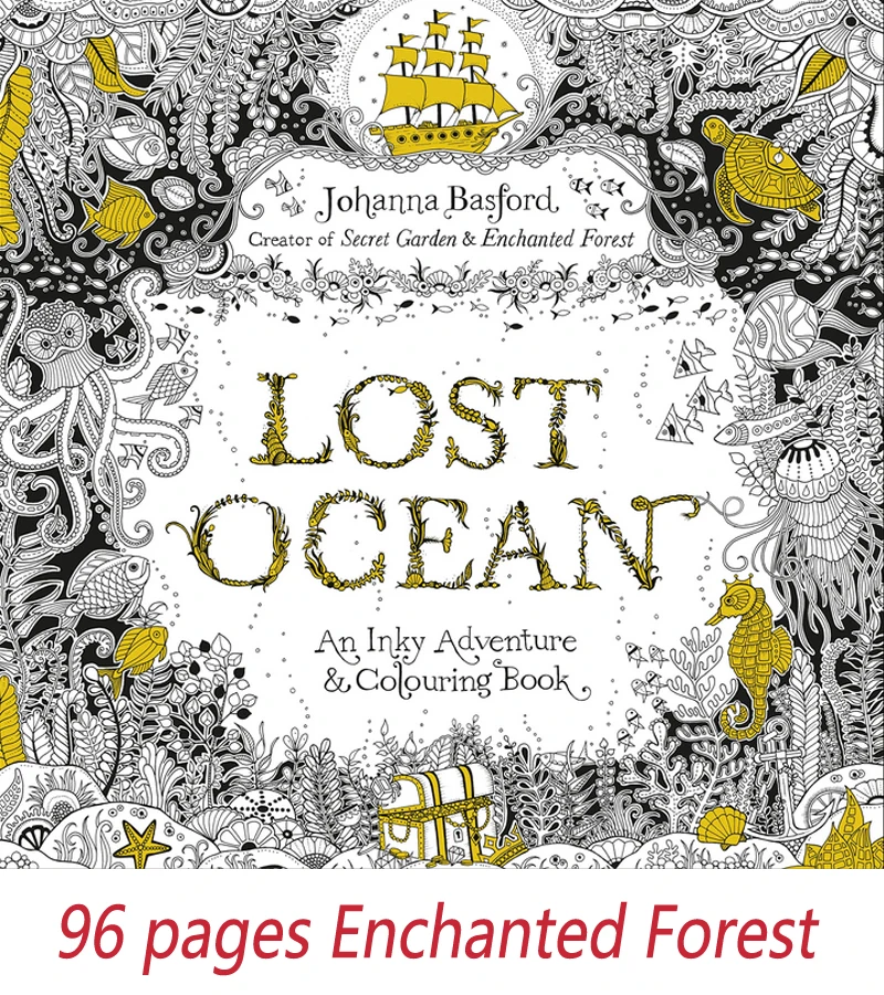 

96 pages English original Lost Ocean Secret Garden series graffiti coloring coloring of the decompression coloring book