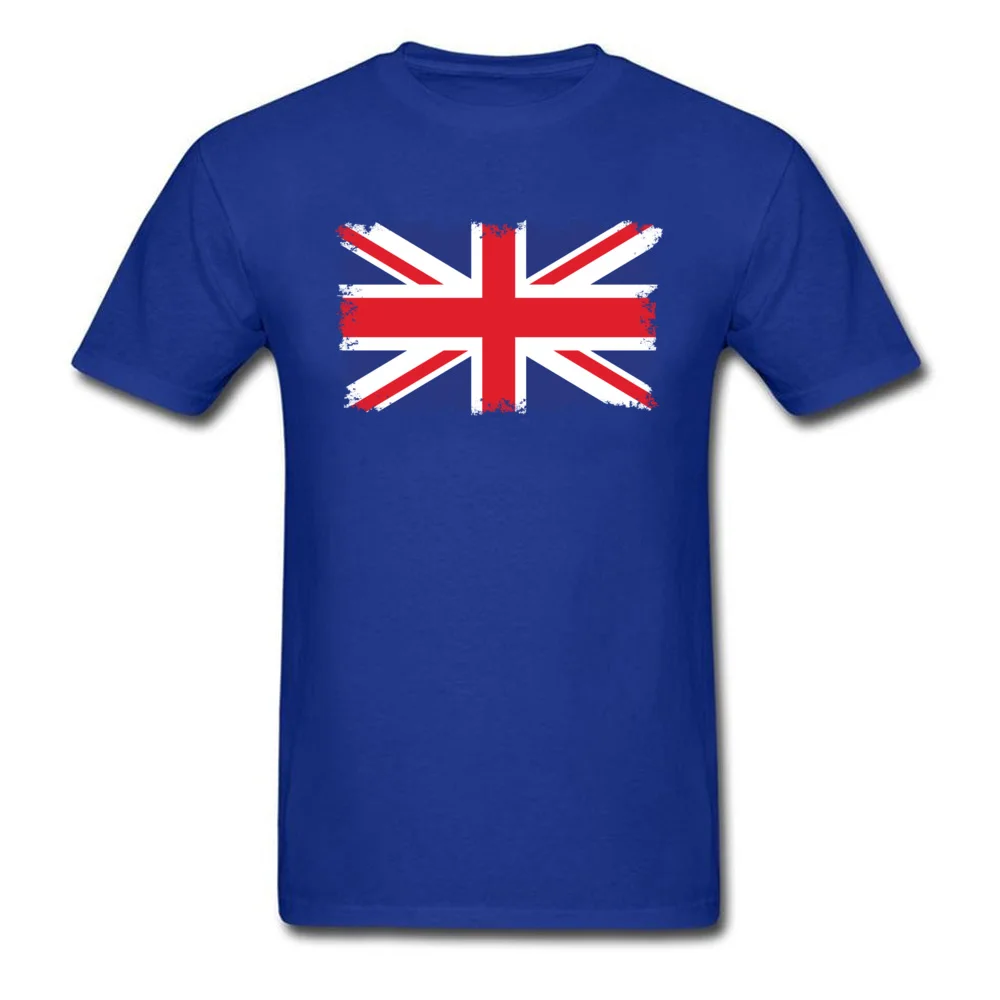 Crewneck British flag with distressed edges All Cotton Men's T Shirts Printed Tops Tees 2018 Popular Tee Shirt Short Sleeve British flag with distressed edges blue