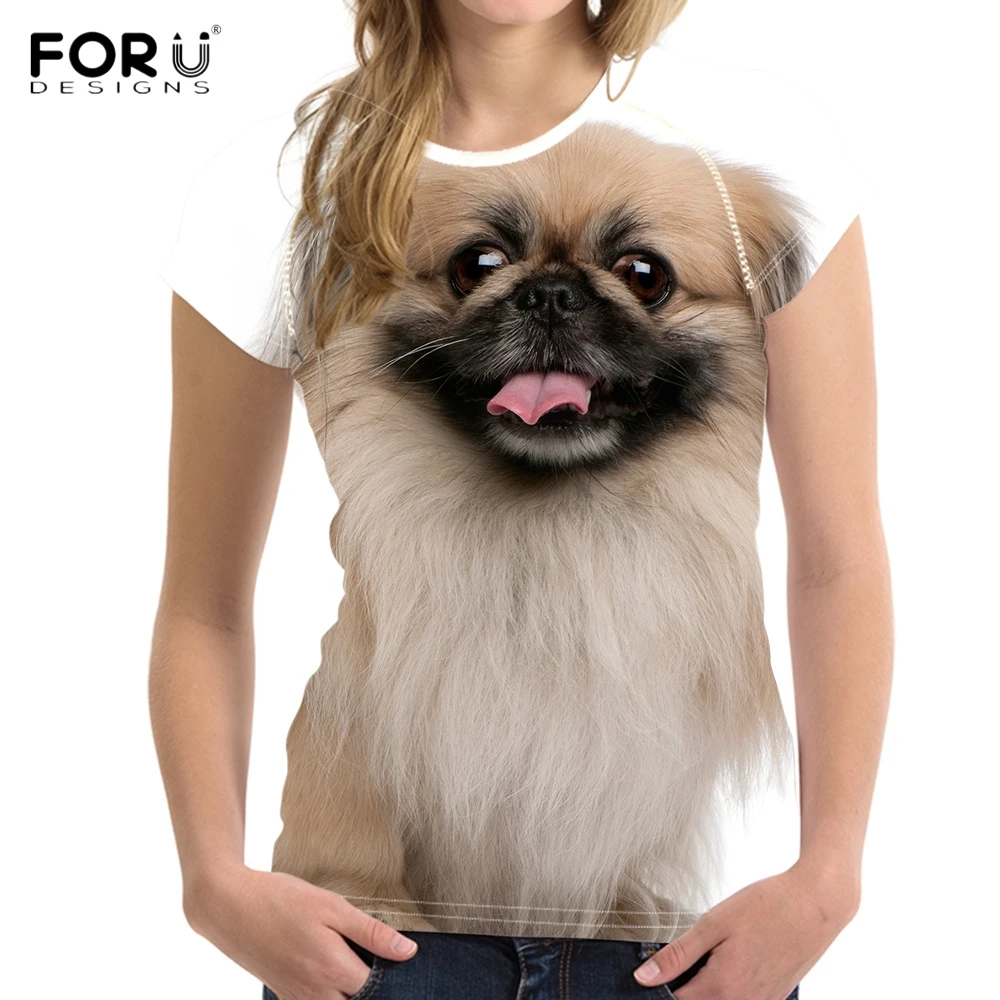 FORUDESIGNS/каваи пекинес собака/с принтом на тему собак женские летние короткие футболки Harajuku женский топ тройники брендовая дизайнерская футболка для фитнеса