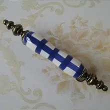 76mm white blue ceramic kitchen cabinet drawer handle pull 3″ bronze dresser cupbord wardrobe door furniture decoration handle