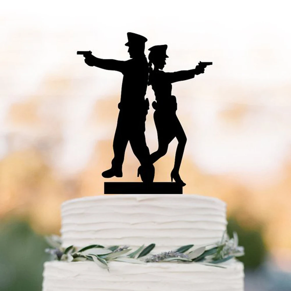 Wedding Cake Topper ,Mr with Mrs police Wedding Cake topper, police couple silhouette wedding cake decor Supplies