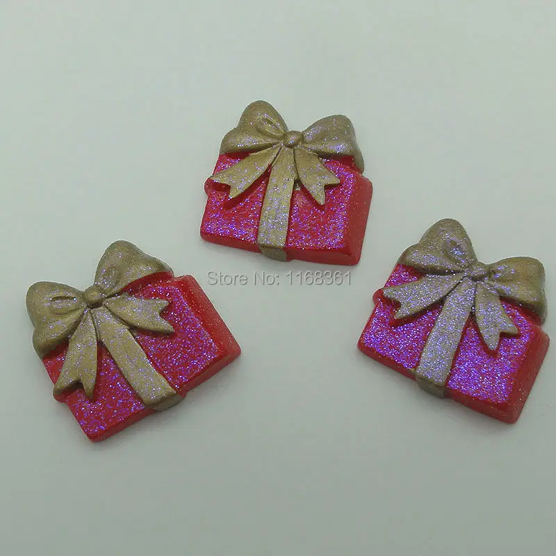 1pcs/lot resin flatback glitter gift 29mm Cabochons Scrapbooking Hair Bow Center DIY Christmas decration C108-6