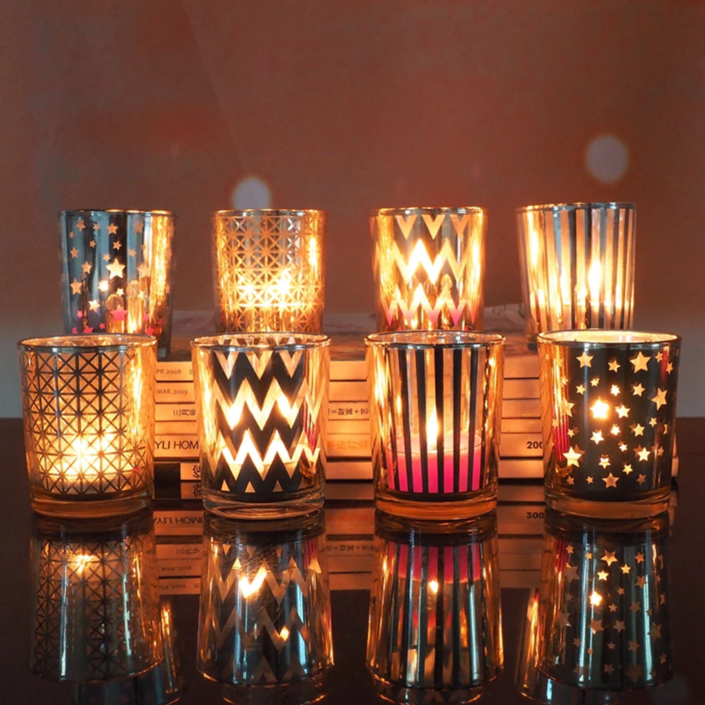 

Glass Votive Tea Light Candle Holders Modern Contemporary Candle Decorative Containers Indoor/Outdoor