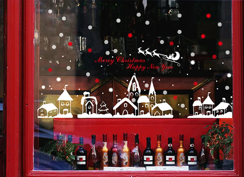 Christmas Shop Window Decoration Wall Stickers Christmas