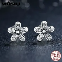 Настоящее чистое 925 пробы серебряные ослепительные серьги-гвоздики в виде маргаритки с CZ для женщин совместимы с ювелирными изделиями подлинный подарок