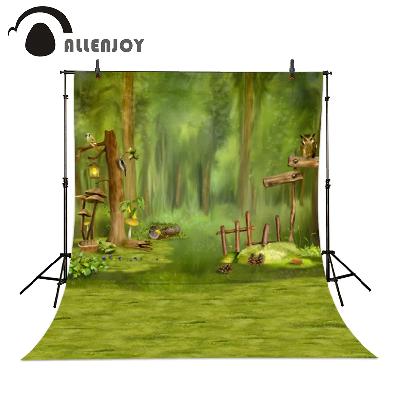 

Allenjoy Backgrounds filming Forest green children bird tree fairy tale kids backgrounds for photo studio background vinyl a bag