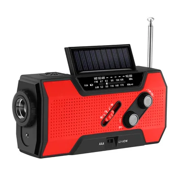 

Hand Crank Radio For NOAA Weather Radio Emergency Solar Hand Crank Self Powered 3AAA Battery Flashlight 2000 mAh Power Bank