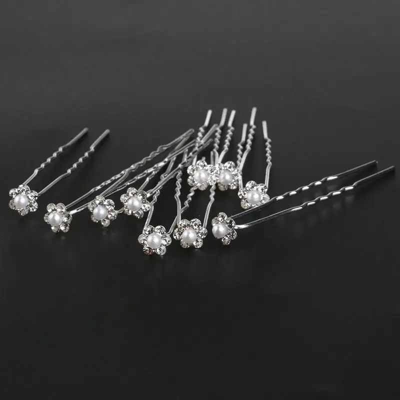 

2018 New 10pcs Women's Fashion Bridal Pearl Rhinestone Decorated U-Shaped Hairpins Hair Clips Wedding Crystal Hair Sticker
