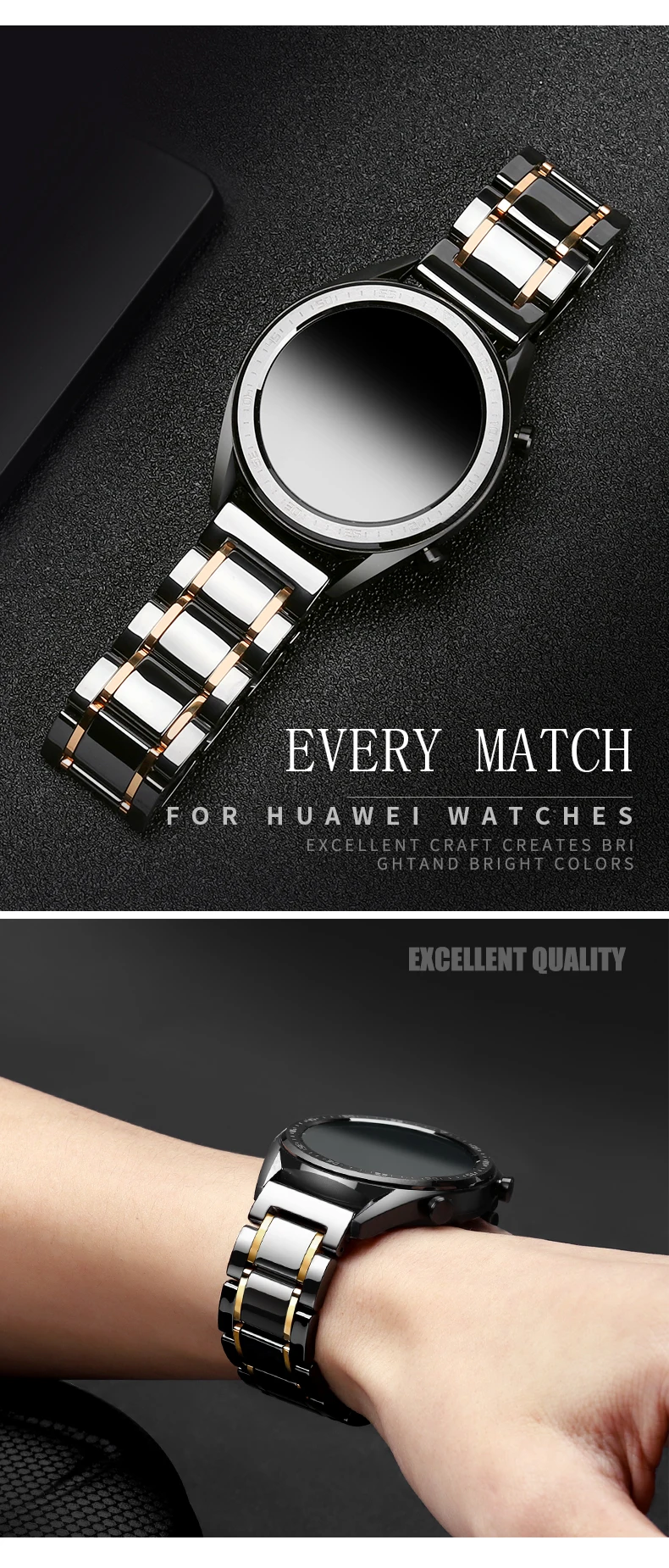 20 мм 22 мм керамический браслет для huawei watch 2/GT 2/honor watch magic для samsung gear S3 Frontier/классический сменный ремешок