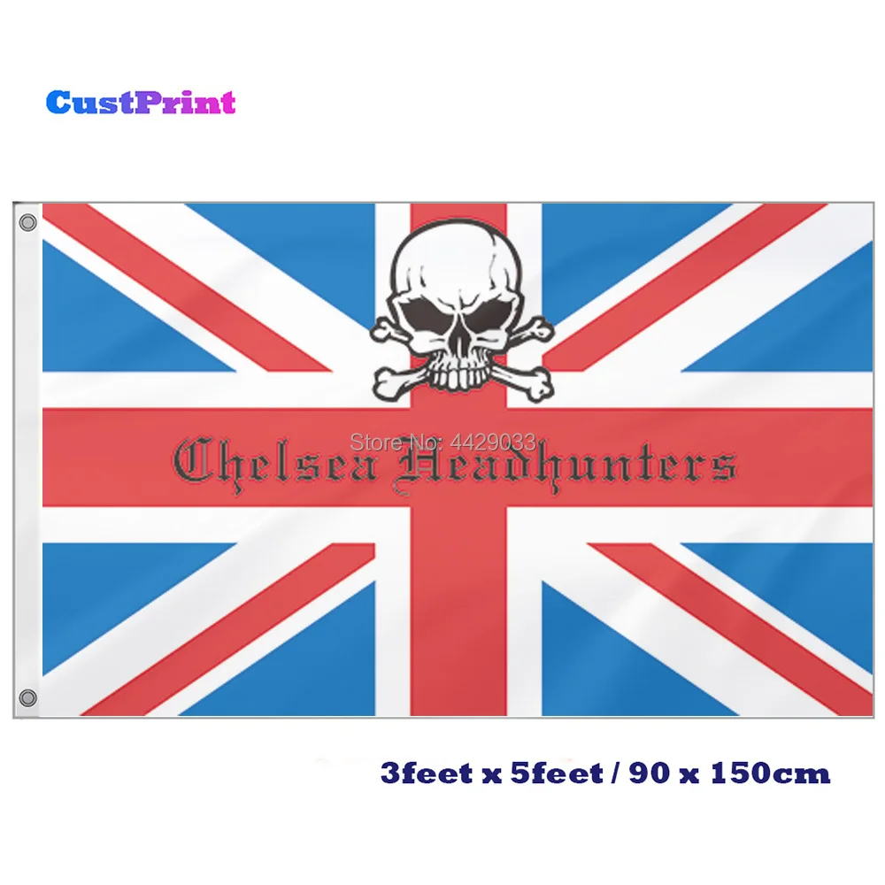 

CustPrint 3x5 Feet Chelsea Headhunters UK British Flag Banner
