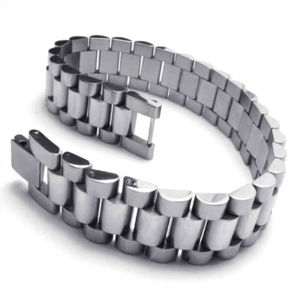 

2018 NEW Hot Selling Titanium Stainless steel Classic Biker Length 222mm Men's Silver Bracelet Christmas Gift FREE SHIPPING