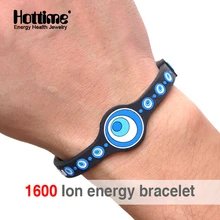 Hottime 1600 ion Bio Energy Unisex Trendy Silicone Rubber Flexible Wristband Wrist Band Cuff Bracelet Bangle For Women Men PROX2