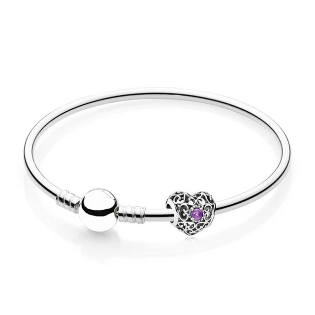 

Kristie 100% 925 Sterling silver Belle's Radiant Rose Bangle Set Clear CZ fit DIY charm Bracelets jewelry A set