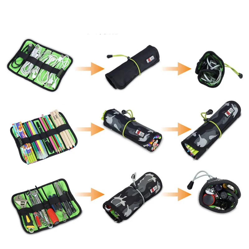 

2017 Original BUBM Multifunctional Waterproof Rolling Line Storage Package Round Tool Storage Bag USB Data Cable Storage Bag