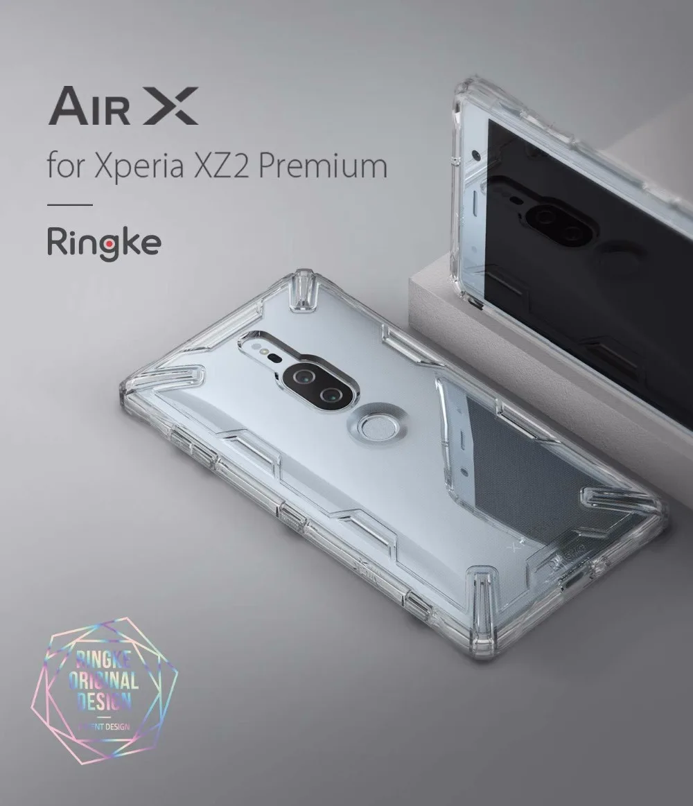 

Original Ringke Air-X Phone Cases For Xperia XZ2 Premium Transparent TPU Drop Protection Back Cover For Sony XZ Premium