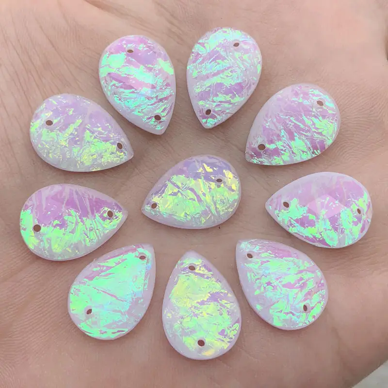 

25pcs 3D Clear Resin Sew-On Rhinestones Flatback Sewing Strass Opal Effect flatback Sew on Rhinestone 13*18mm -A88