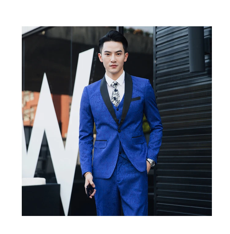 3 шт. королевский синий мужской смокинг костюм для курения Homme Mariage Traje Novio костюм Homme Sur Mesure Heren Kostuums костюм Homme