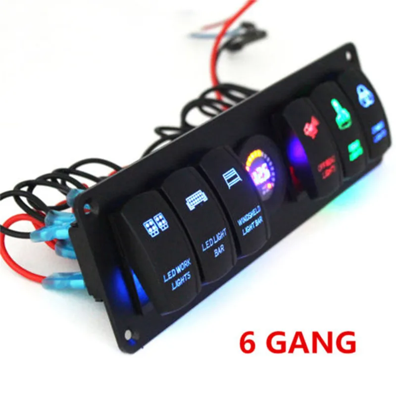 

CARPRIE Rocker Switch Six GANG Boat Switch Panel Color Screen Voltmeter Car Conversion Combination Switch dropship mar22