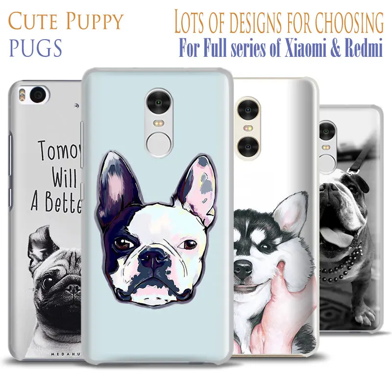 

Cute Puppy Pug Siberian Husky Phone Case Cover For Xiaomi Redmi Note 2 3 4 4X 5A 5 6 6A Pro Mi 8 5 5S Plus 5X 6 A1 note 2 3