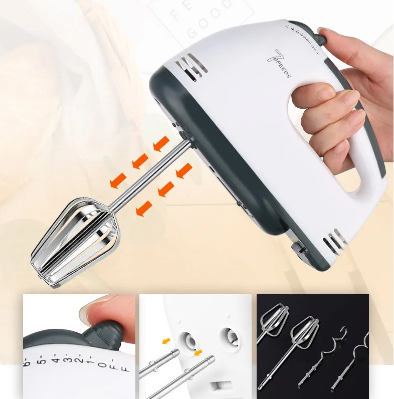 

electric egg beater home use 220v mini mixer 100w dough mixer with 7 gears hand egg flour mixing machine white