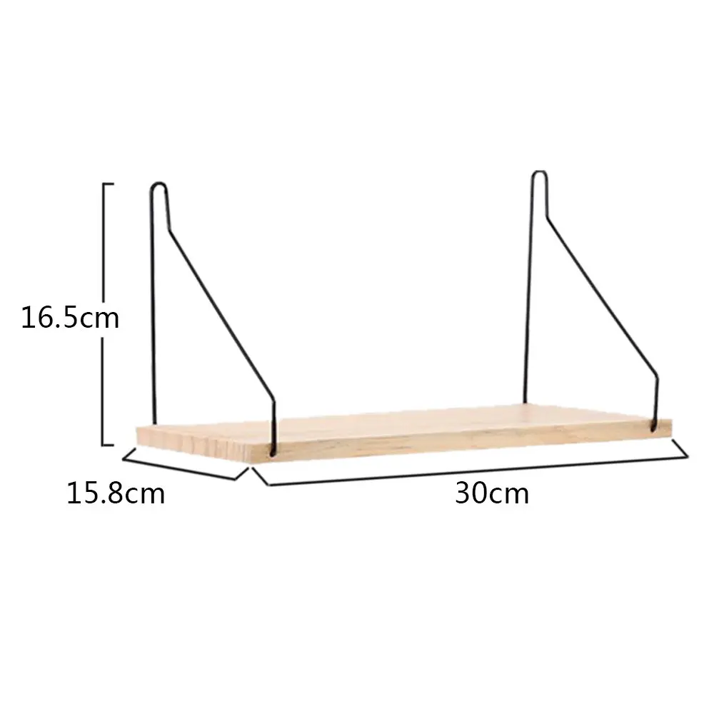 Скандинавские простые деревянные практичные настенные полки из кованого железа слово перегородка доска спальня ТВ настенное крепление дисплей полка