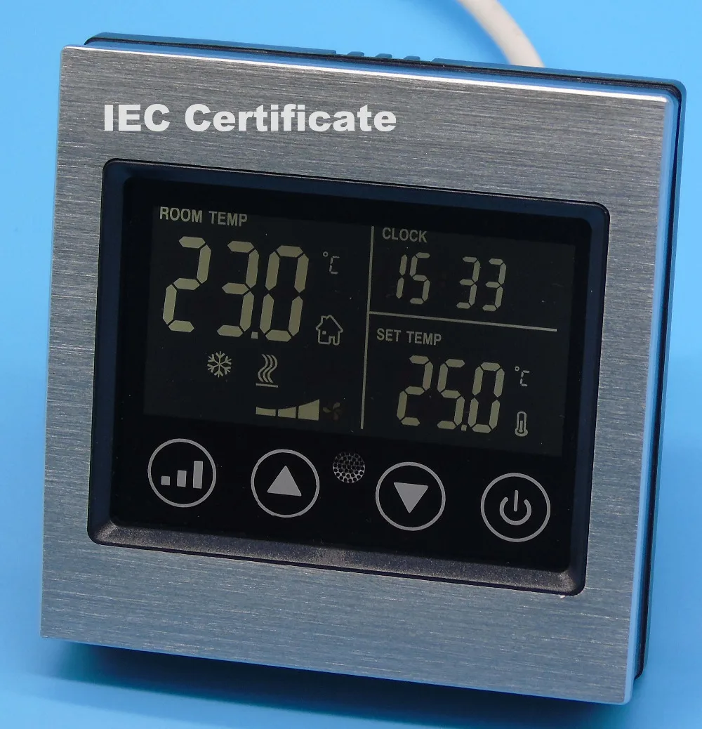 IEC Certificate programmable timer Smart touch screen Fan coil thermostat With Aluminum alloy wire drawing silver IEC Certificate programmable timer Smart touch screen Fan coil thermostat With Aluminum alloy wire drawing silver