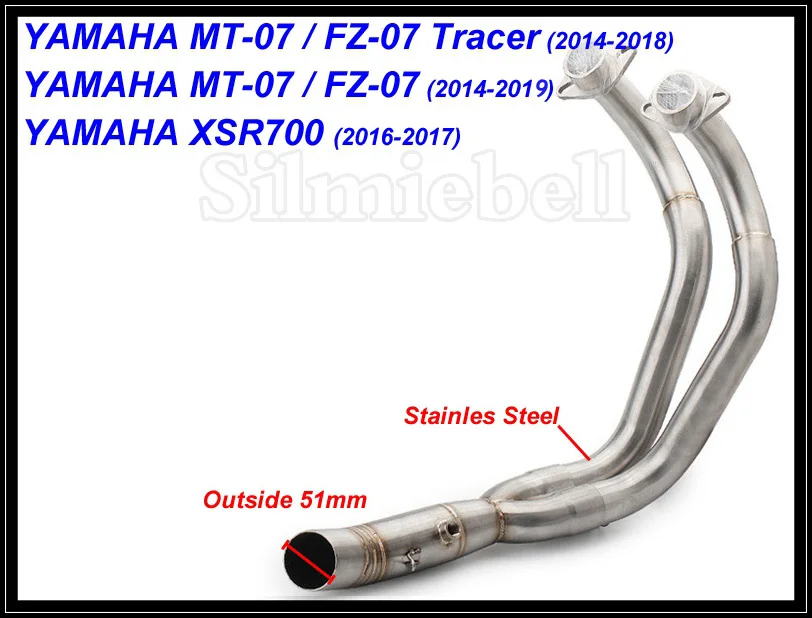 Мотоцикл выхлопной изменить Мотокросс глушитель выхлопной системы трубы для Yamaha MT-07 MT07 FZ07 FZ-07- Tracer XSR700