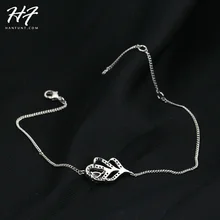 Высокое качество H193 женский микро-браслет с прозрачными кристаллами в форме листа серебряного цвета ювелирные изделия с австрийскими кристаллами Лидер продаж