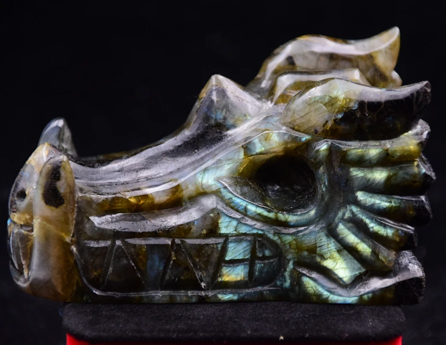 

655 grams of natural labradorite crystal dragon carving carving lm - c0103 skulls
