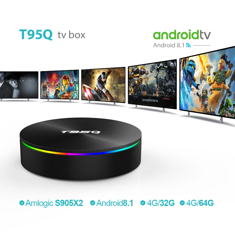 

T95Q Android 8.1 tv box 4GB 32GB Amlogic S905X2 Quad Core 2.4/5.8G Wifi BT4.1 1000M H.265 4K Media Player 4GB 64GB Smart tv