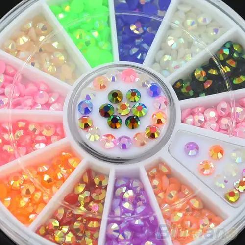 

Colorful Fluorescent 3D Acrylic Glitters DIY Decal Nail Art Stips Stickers Wheel 4BTO