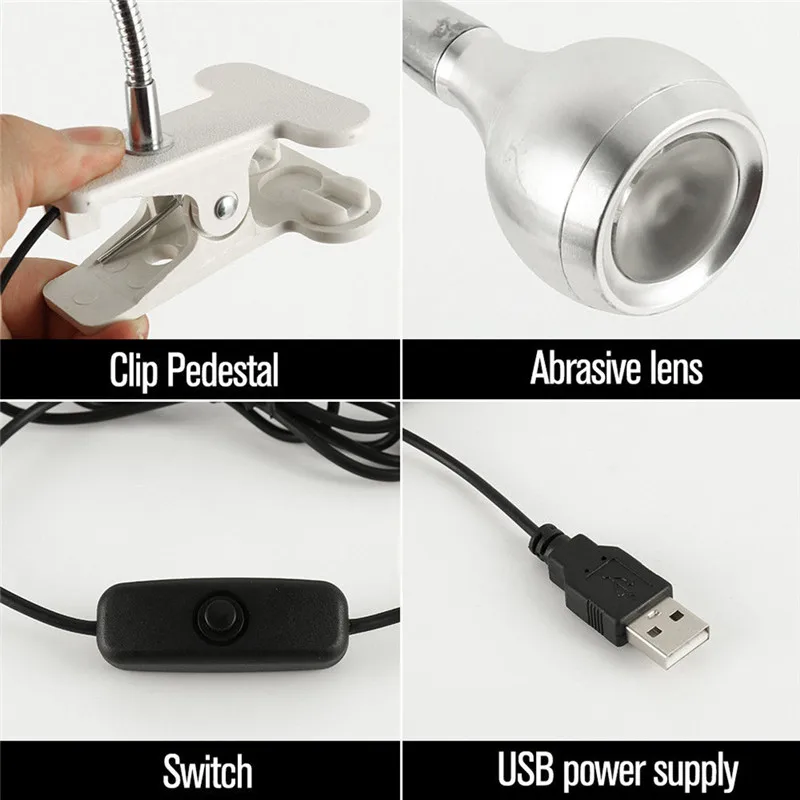 Гибкая светодиодная настольная лампа USB с зажимом для кровати учебы чтения