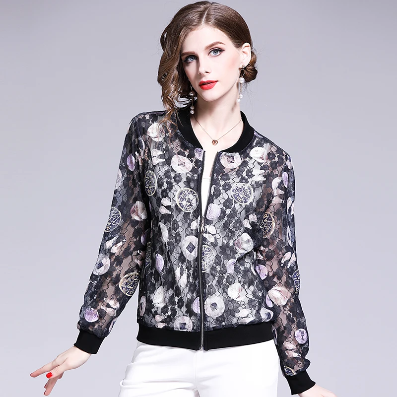 D'impression Été Dames white Tops Longues Mousseline Black Veste À Soie Nouvelle De Col Fille Printemps Arrivée Vestes Mode Femmes Montant Pour Jaqueta En Manches Et qCx4v11fHw