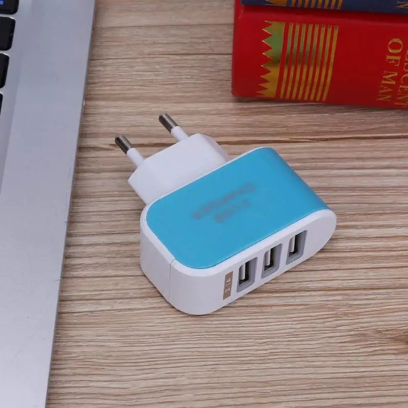 

for Travel Charge EU Standard Plug for Phone 5V 2A Charger Adapter 100-240V 3 USB Hub Port Power Supply Charging Plug Socket
