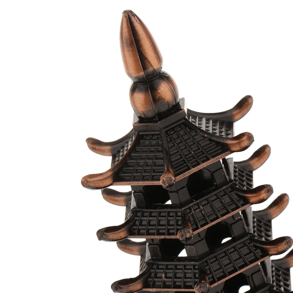 Chinese Vintage Zinc Alloy Wenchang Tower 9 Layers Stupa Tower Decorative Ornaments Home Officer Decor