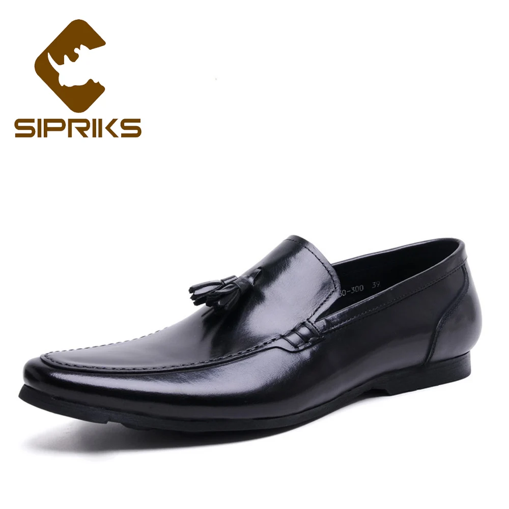 Buy Sipriks Genuine Leather Black Tassels Loafers For