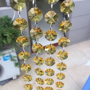 

Dynamic 5m Topaz/Yellow 14mm Octagon Beads Crystal Garland Strand Crystal Beads Chains For Wedding Party Supply Home Decoration