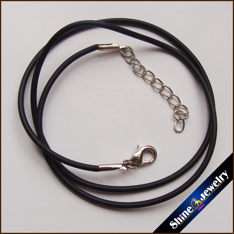 

Wholesale Black Leather Necklace Cords with SILVER PLATED lobster clasp 2mm 21" findings Free shipping