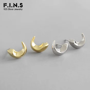 

F.I.N.S 925 Sterling Silver Earrings Woman Small Moon Stud Earrings Trendy Korean Earrings Women's Decorations Fashion Jewelry