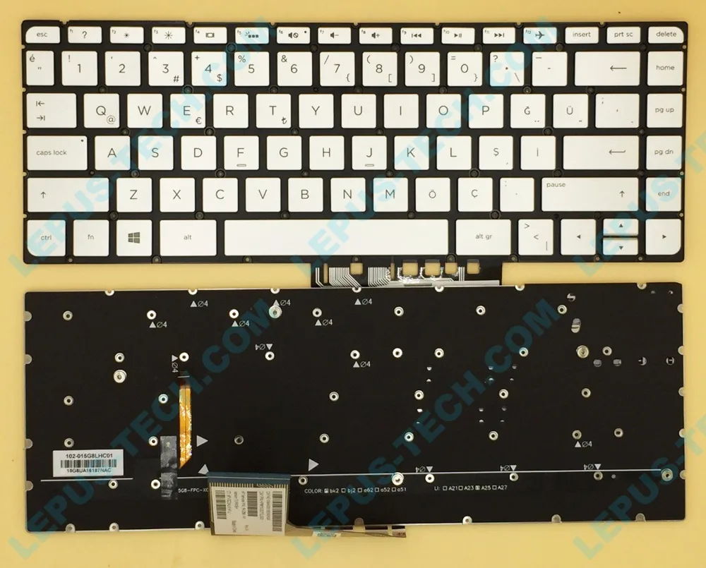 

Original TR US Keyboard for HP for Spectre X360 15-AP 15T-AP 15-ap000 15t-ap000 keyboard with backlight silver HPM15G83TQJ920