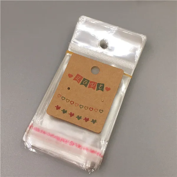 Креативная маленькая карточка для сережек-гвоздиков 50 шт.+ прозрачный пластиковый висячий мешок 50 шт., 5x4 см, милые ювелирные украшения, упаковка для сережек, карточка для продажи - Цвет: c4
