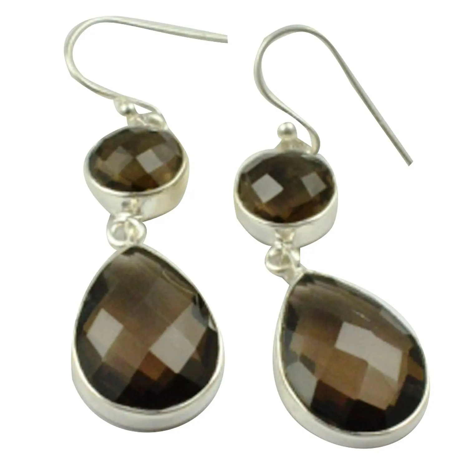 

LoveGem Genuine Smoky Quartz EARRINGS 925 Sterling Silver, 47.8mm, AE2281