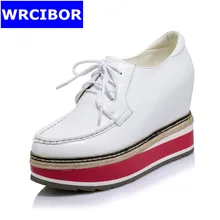 2017 Spring NEW Woman Shoes Genuine leather Round toe High-heeled shoes Women wedges Casual Increased Internal Platform shoes