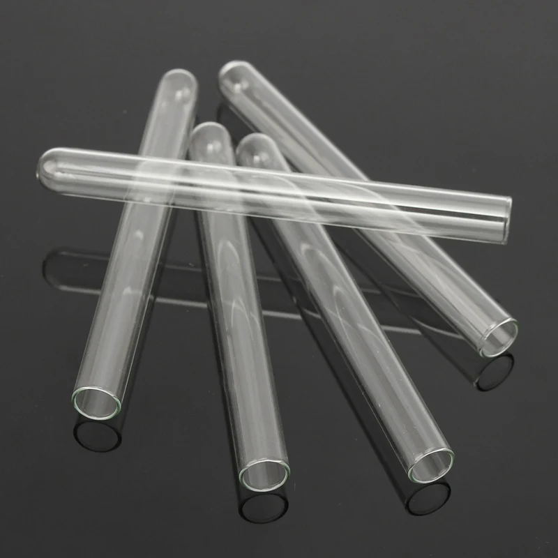 Kicute 5pcs Clear Glass Pyrex Test Tubes 10mm Od 8mm Id Tubing 1mm Thick Long 100mm Wall